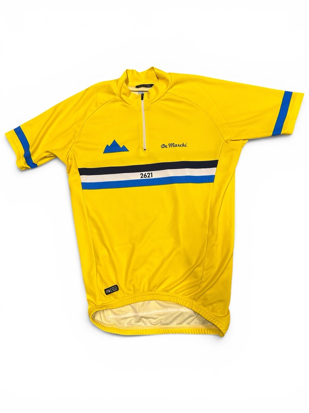 De Marchi Cycling Jersey Men’s Medium Yellow Half Zip Italian Road Bike Jersey M